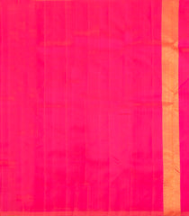Orange Handloom Korvai Kanchipuram Silk Saree With Temple Border-KA15895