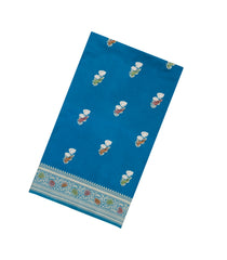 Blue Woven Art Dupion Saree With Meena Floral Motifs-BL4748