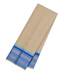 Taupe Handloom Gadwal SICO Saree With Cotton Body & Silk Border-GA0387
