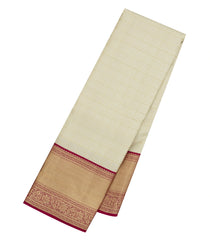 Off White Woven Kanchipuram Silk Saree With Checks-KA14975