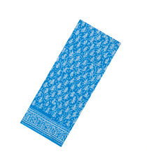 Sky Blue Printed Jaipur Cotton Saree With Floral Motifs-JC1799