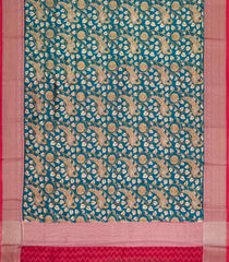 Black Printed Chanderi Cotton Saree With Zari Border-CC1555