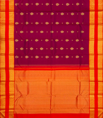 Magenta Handloom Kanchipuram Silk Saree With Floral Buttas-KA12616