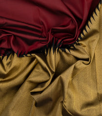 Maroon & Black Handloom Korvai Kanchipuram Rising Border Silk Saree-KA13674