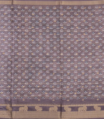Taupe Printed Synthetic Dupion Saree With Zari Stripes & Border-SY0234