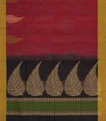 Red Handloom Village Cotton Saree With Buttas-VC1649