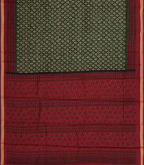 Green Printed Chanderi Cotton Saree With Zari Border-BL5499