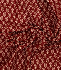 Maroon Printed Jaipur Cotton Saree With Printed Floral Motifs-JC1929