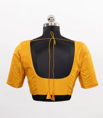 Mustard Blended Silk Ready Made Blouse With V Neck and Front Open Style-RB5221