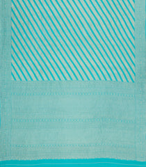 Turquoise Woven Mysore Silk Saree With Diagonal Stripes-MS3439
