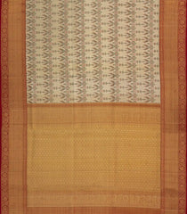 Gold Handloom Tissue Kanchipuram Silk Saree With Meena Motifs & Contrast Border-KA13991