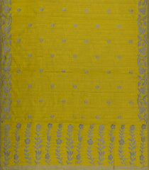 Olive Green Woven Synthetic Dupion Saree With Floral Motifs-BL6037