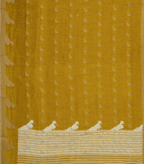 Mustard Printed Synthetics Dola Saree Zari Buttas-BL5298