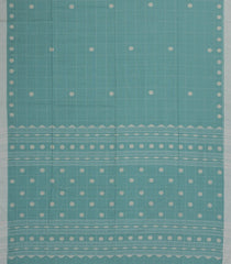 Steel Blue Handloom Bengal Cotton Saree With Checks & Buttas-BG1922-Steel Blue