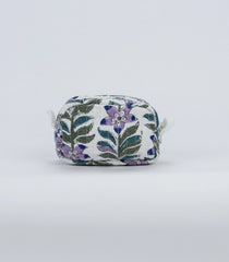 White Cotton Bagru Printed Coin Pouch With Zipper-ACS1068