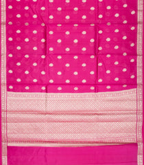 Hot Pink Woven Dupion Silk Saree With Floral Buttas-DS0526