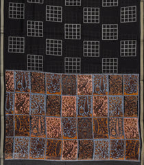 Black Printed Art Chanderi Saree With Zari Border-BL5016