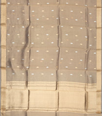 Beige Handloom Banarasi Tissue Silk Saree With Floral Buttas-BE1476