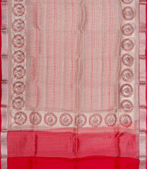 Red Woven Organza Silk Saree With Printed Floral Motifs-PS0553