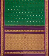 Green Handloom Gadwal Silk Cotton Saree With Buttas -GA0283