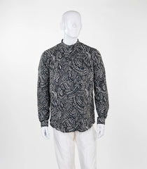 Dark green short kurta with batik print-EW1113