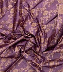 Lilac Woven Tussar Silk Saree With Floral Motifs-TU3417