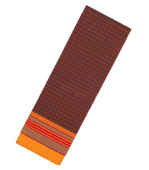 Maroon Woven Chettinad Cotton Saree With Dotted Checks & Contrast Border-CN1780