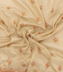Cream Woven Blended Tissue Saree With Embroidered Floral Motifs-BL4888