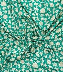 Aquamarine Woven Chanderi Cotton Saree With Printed Motifs-CC1701