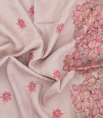 Lavender Woven Linen Saree With Printed Floral Motifs-LI0672