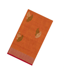 Orange Handloom Village Cotton Saree With Buttas-VC1644