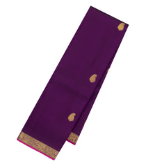 Dark Purple Handloom Kanchipuram Silk Saree With Mango Buttas-KA16207