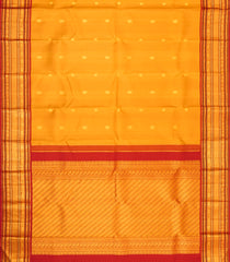 Mustard Handloom Korvai Kanchipuram Silk Saree With Zari Buttas-KA15930