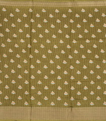 Olive Green Printed Synthetic Dola Silk Saree With Motifs & Zari Stripes-SY0448