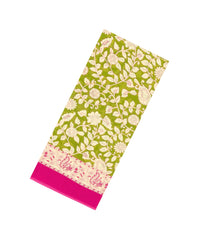 Light Green Printed Jaipur Cotton Saree With Kalamkari Motifs-JC1904
