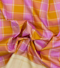 Multi Colour Handloom Korvai Kanchipuram Silk Saree With Checks-KA15512