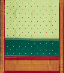 Light Green Handloom Korvai Kanchipuram Silk Saree With Dual Pallu-KA15477