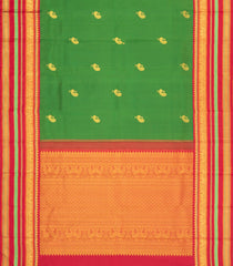 Light Green Handloom Korvai Kanchipuram Silk Saree With Peacock Buttas-KA15526