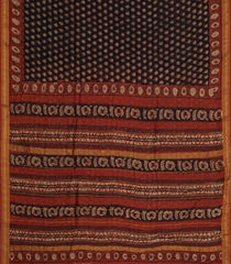 Black Printed Chanderi Cotton Saree With Zari Border-CC1500