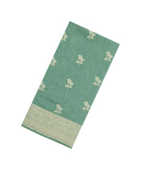 Aquamarine Woven Art Dupion Saree With Floral Zari Buttas-BL5942
