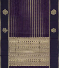 Burgundy Handloom Silk Cotton Saree With Veldhari Stripes-SC4364