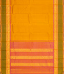 Turmeric Yellow Handloom Kanchipuram Silk Saree With Checks-KA15276