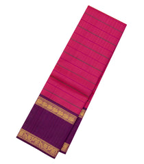 Pink Handloom Kanchipuram Silk Saree With Silk Stripes - KA14637