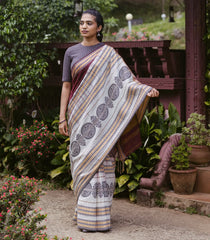 Maroon Handloom Bengal Cotton Saree With Contrast Border -BG1710