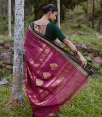 Magenta Handloom Kanchi Cotton Saree With Annam Buttas-KC1685