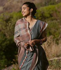 Shadow Green Handloom Bhujodi Cotton Saree With Buttas-CC1359