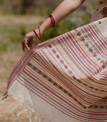Cream Handloom Kanchi Cotton Saree With Diamond Buttas-KC1653