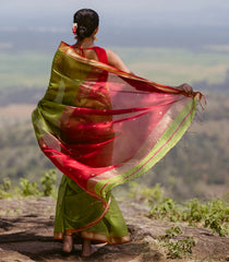 Light Green Handloom Maheswari Silk Cotton Saree With Buttas-SC4115