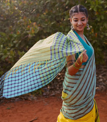 Yellow Handloom Bengal Cotton Saree With Stripes Border-BG1868