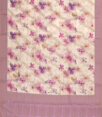 Cream Printed Synthetic Dola Silk Saree With Zari Motifs-BL5503